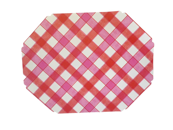 Pink & Red Check Disposable Placemats