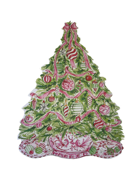 Pink Christmas Tree Die Cut Disposable Placemats