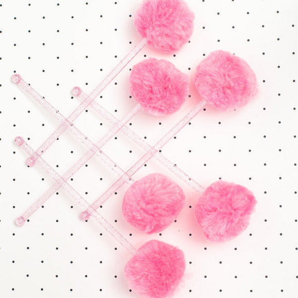 Pink Pom Cocktail Stirrer, Set of 6