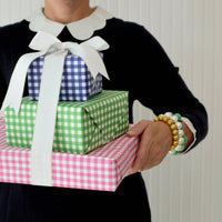 Navy Blue Gingham Check Gift Wrap Sheets