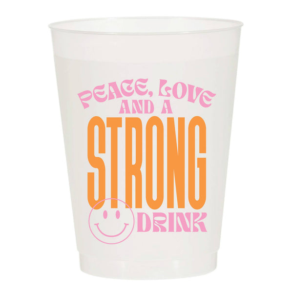 Peace Love And A Strong Drink Cheeky Set of 10 Reusable Cups