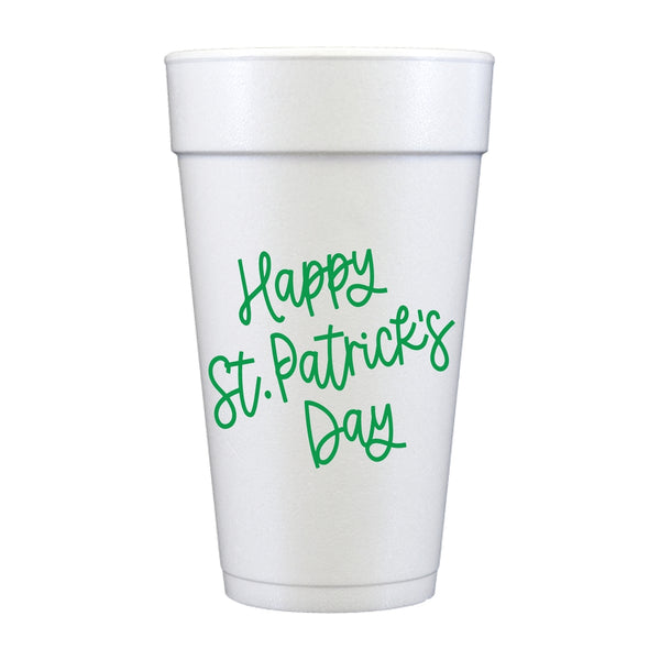 Happy St. Patrick's Day - Set of 10 Foam Cups 20oz