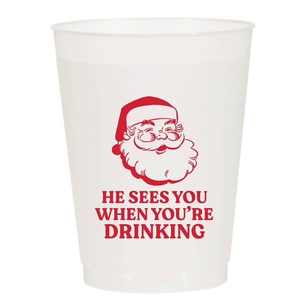 He Sees You When Your Drinking Christmas - Set of 10 Cups