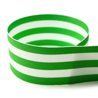 1 1/2" Preppy Green & White Stripe Grosgrain Ribbon