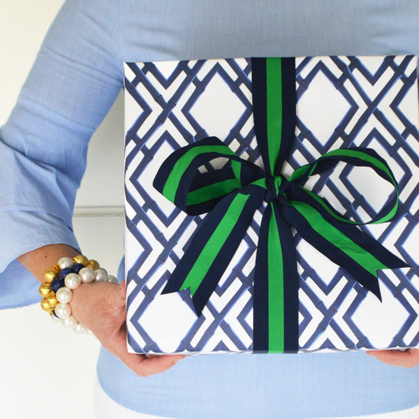 Navy Blue or Green Bamboo Trellis Gift Wrap Sheets