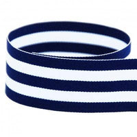 1 1/2" Preppy Navy & White Stripe Grosgrain Ribbon