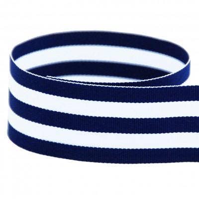 1 1/2" Preppy Navy & White Stripe Grosgrain Ribbon