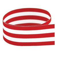 Red & White Stripe Grosgrain Ribbon 1 1/2"