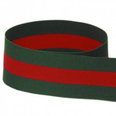 1 1/2" Red & Green Preppy Stripe Grosgrain Ribbon