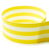 1 1/2" Yellow & White Stripe Grosgrain Ribbon